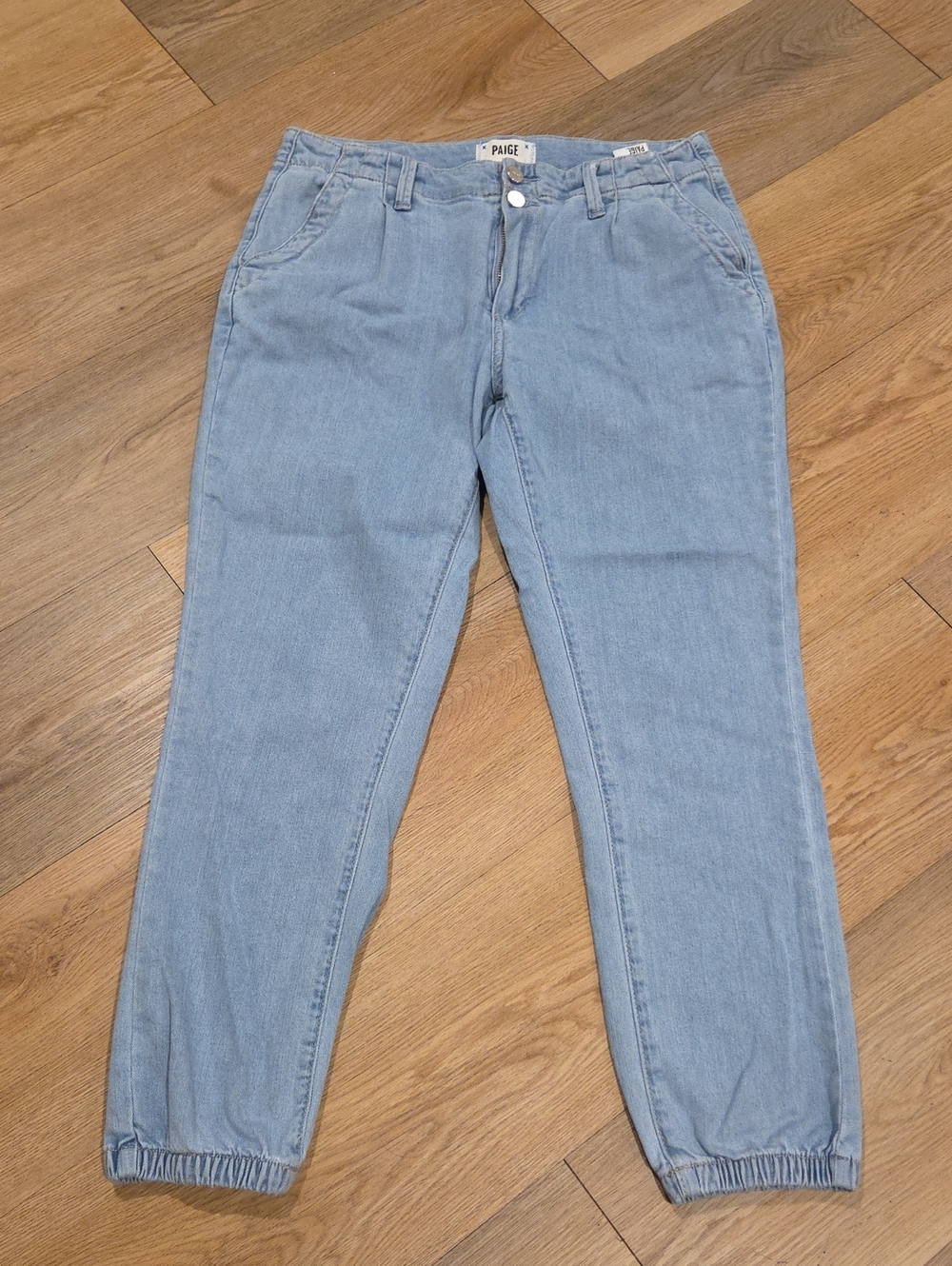 PAIGE Light Wash Denim Jogger Jeans